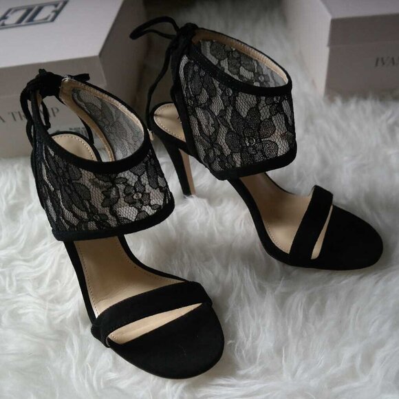 IVANKA TRUMP Daza Ankle Wrap Lace High Heel Sandals - Picture 4 of 11